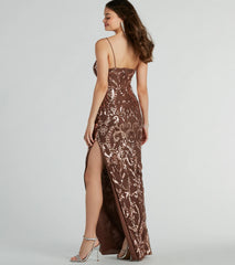 Bronwen High Slit Sequin Mesh Formal Dress