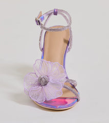 Glam Enchantment Organza Flower Metallic Heels