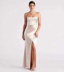 Stacie Satin Corset Wrap Formal Dress