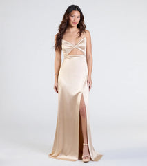 Maisy Cutout High Slit Satin Formal Dress