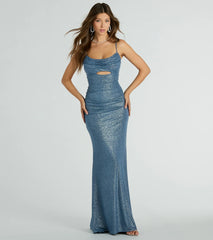 Harley Sleeveless Cutout Glitter Column Dress