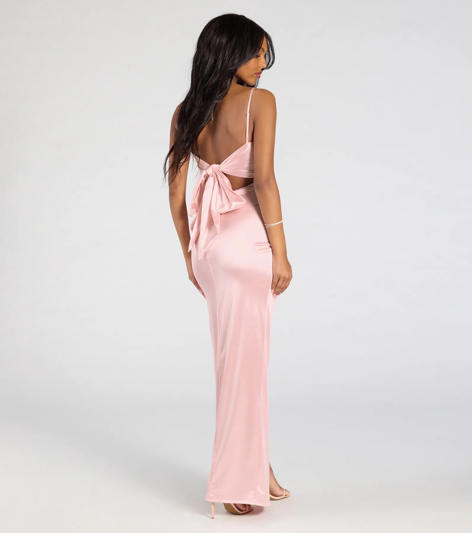 Carolina High-Slit Bow Wrap Dress