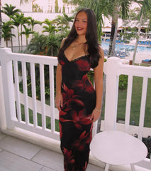 Blooming Beauty Floral Print Mesh Maxi Dress