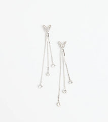 Dreamy Chic Rhinestone Butterfly Chain Earrings