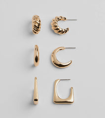 Sleek Moments Three-Pack Earrings Set