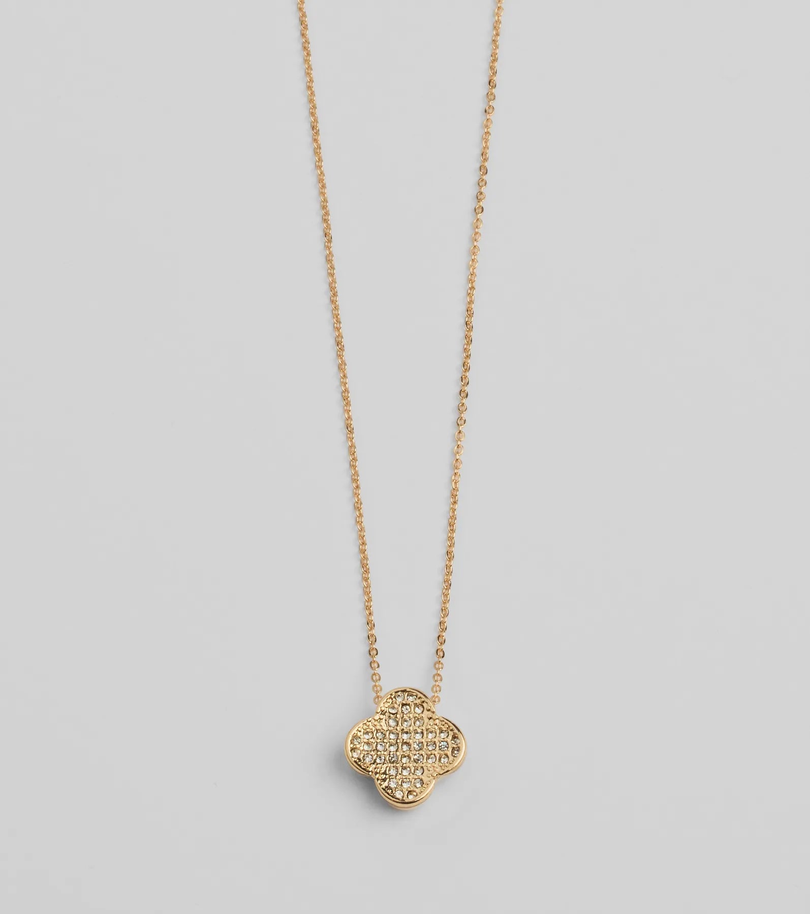 Just Your Luck Rhinestone Clover Charm Necklace