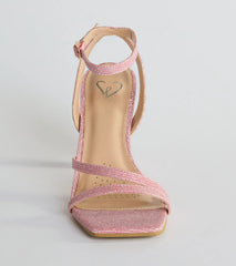 Time To Shine Glitter Strappy Block Heels