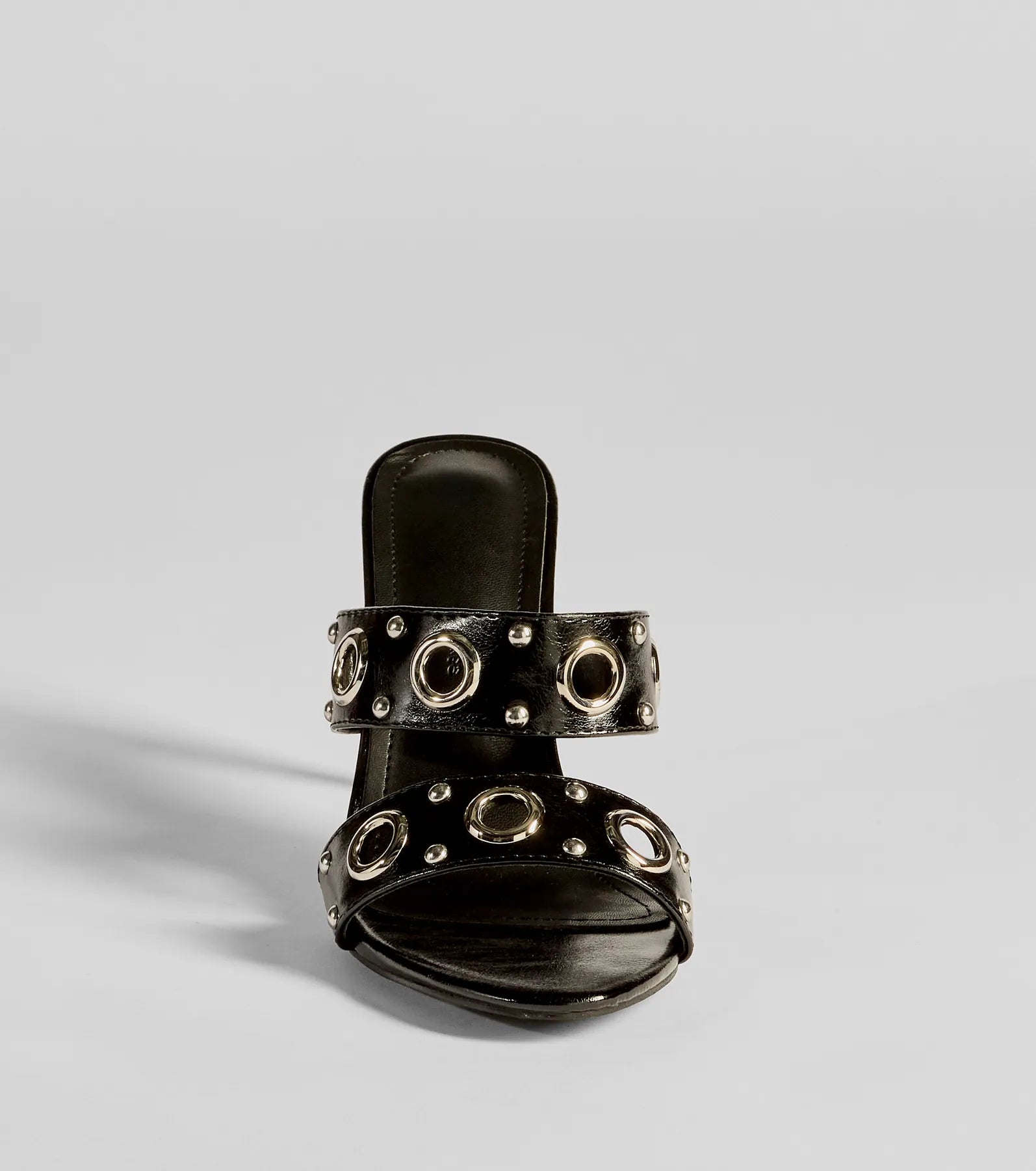 Stylish Edge Studded Strappy Stiletto Mules